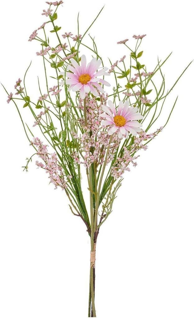 Kunstpflanze Margeriten-Mix-Strauß - H 65 cm - Gelb - Grün - Rosa - Kunststoff - mit Blüten