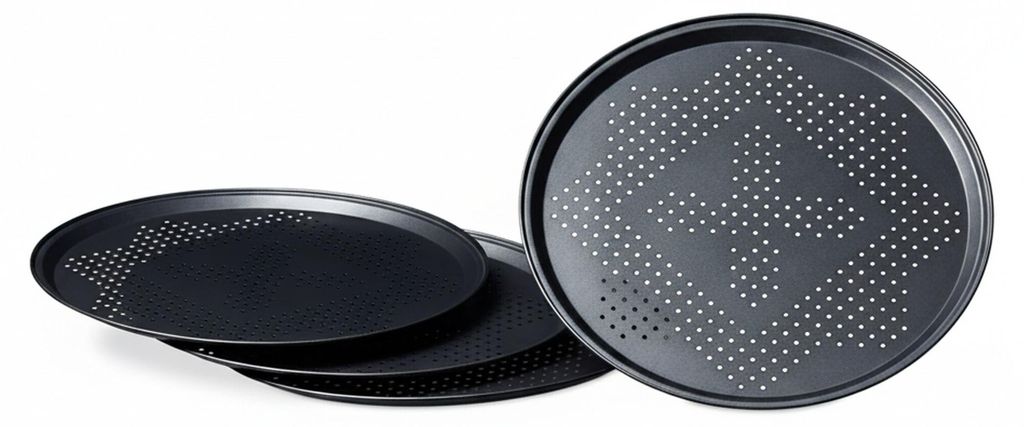 20 x Pizzablech mit Perforation, rund, antihaftbeschichtet, Innen-Ø 29 cm, Backbleche für Pizza & Flammkuchen, anthrazit