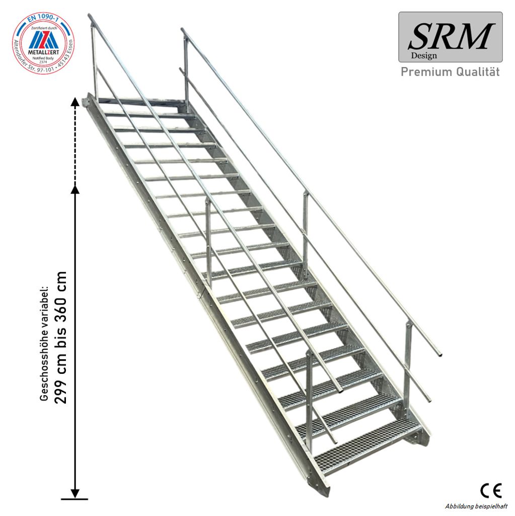 SRM Design Außentreppe Wangentreppe, Stahl feuerverzinkt, Produktbild 