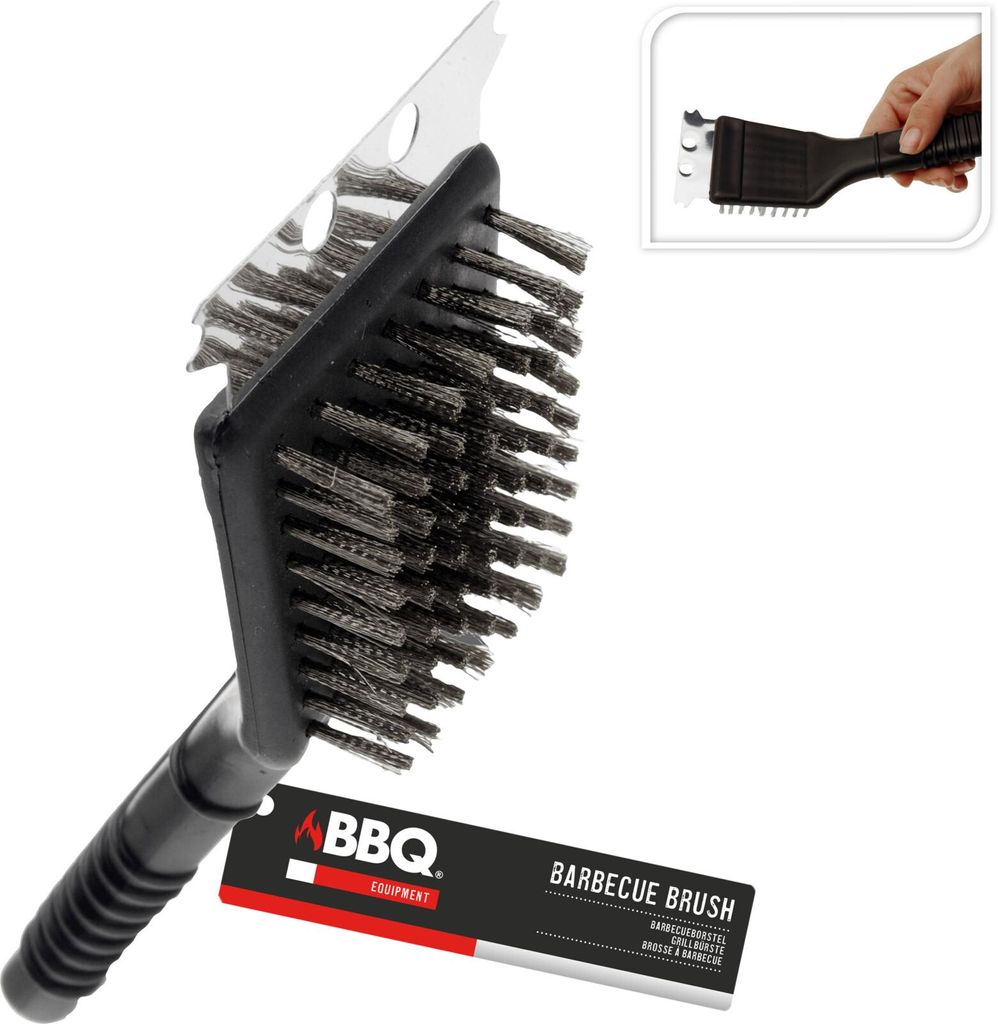 Grillborstel, roestvrij staal/polypropyleen, 20 cm, zwart Productafbeelding 