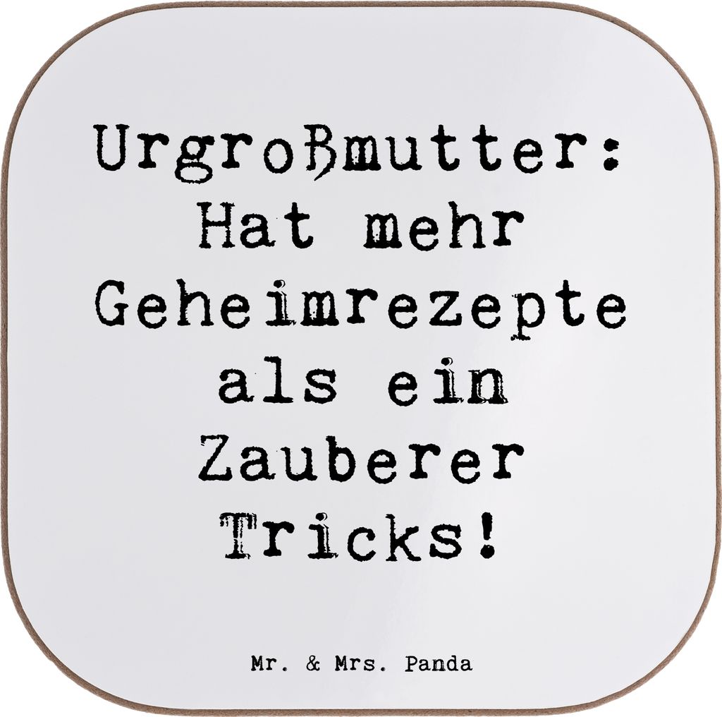 Mr. & Mrs. Panda Tassenuntersetzer Spruch Urgroßmutter Schätze - Weiß - Geschenk, Jubiläen, einzigartige Designs, Ahnen, Familientradition, Unt...