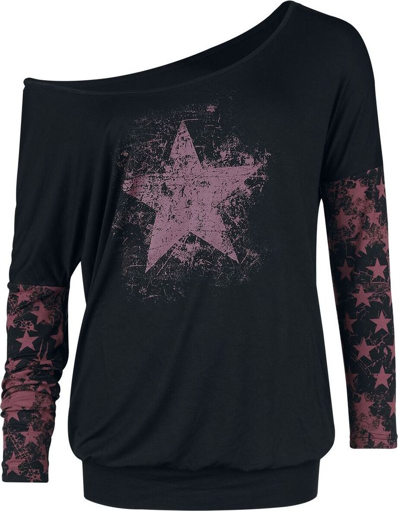 RED by EMP Damen schwarzes Langarmshirt mit U-Boot-Ausschnitt XXL