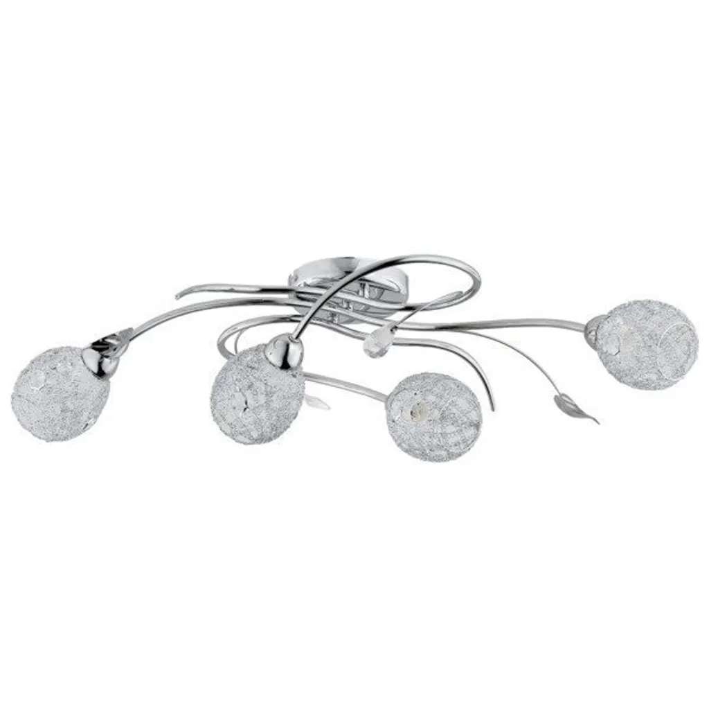 Plafonnier cristal et chrome ORLEAN 4xE14 10W design chic pour intérieur