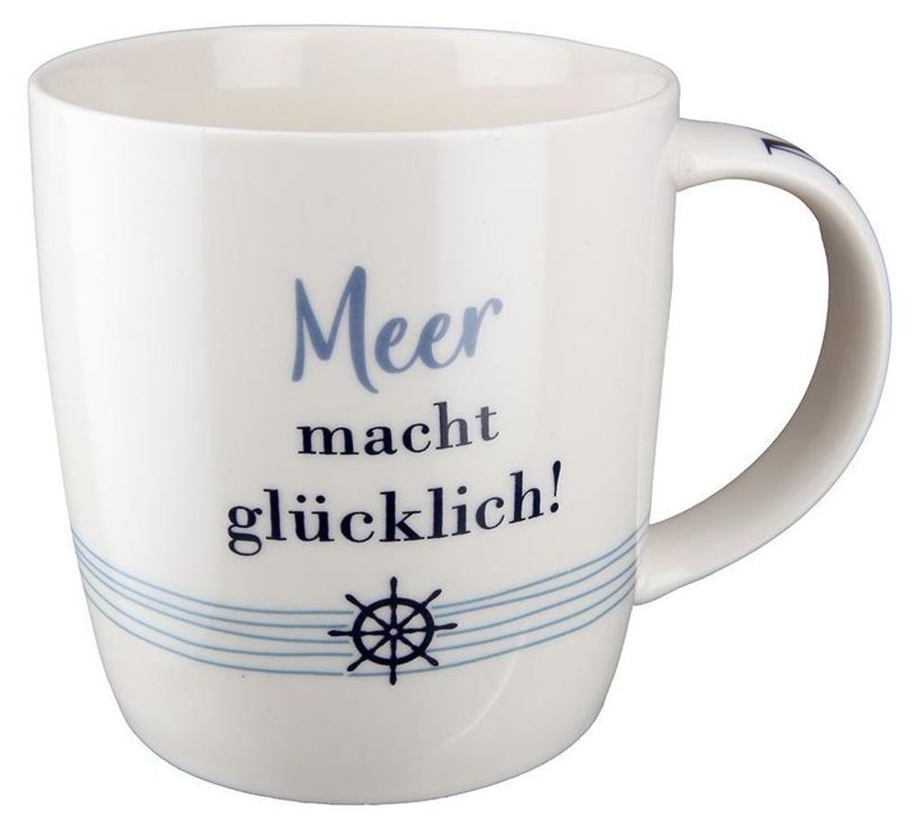 1 x Tasse "Wellenglück" blau/weiß glasiert, aus Produktbild 