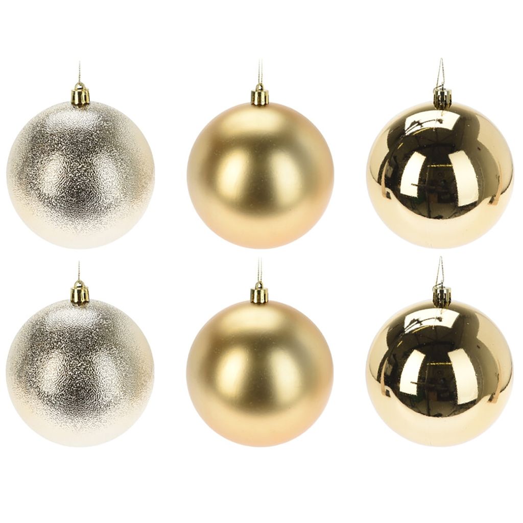 6 x Weihnachtskugeln aus Kunststoff Ø 14 cm gold Produktbild 