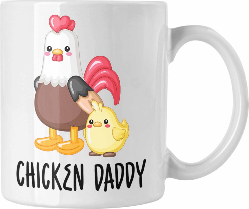 Trendation - "Chicken Daddy" Tasse Lustiges Geschenk für Bauer Landwirt (Weiß)