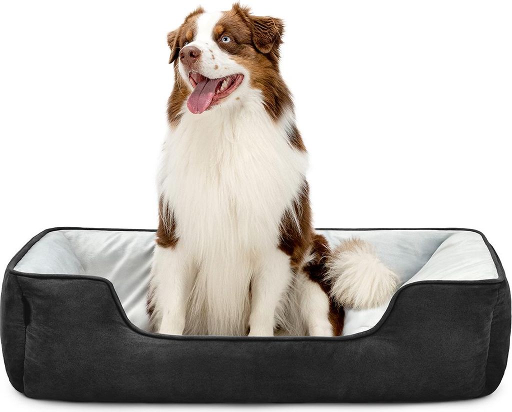 lionto Hundebett – 2-in-1 Wendekörbchen, weich gepolstert & pflegeleicht, mit tiefem Einstieg, 110x80 cm, schwarz/grau
