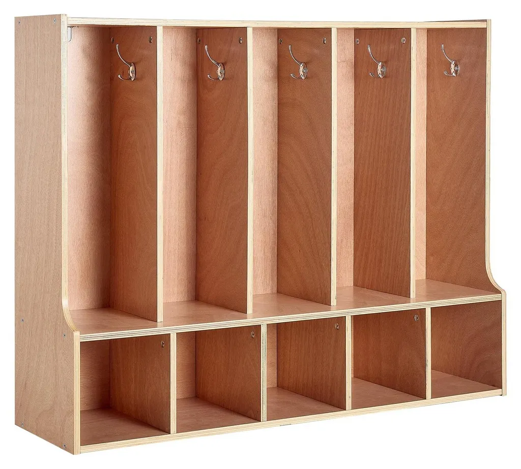 Rangement enfant 5 bacs : fini le désordre avec ce porte-manteau bois