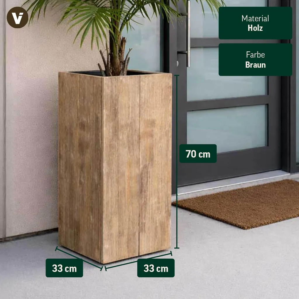 Bac à Plantes Stable et Robuste en Bois Brun pour Intérieur Moderne