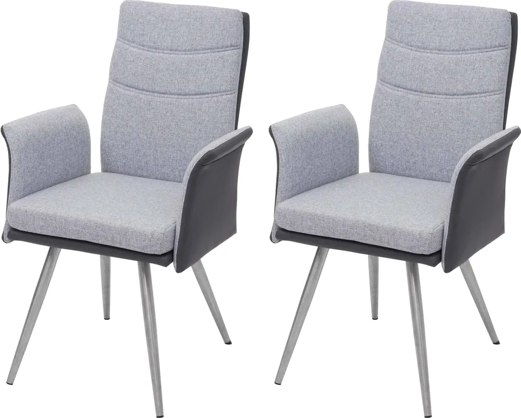 Chaise de cuisine avec accoudoirs lot de 2 gris similicuir et inox