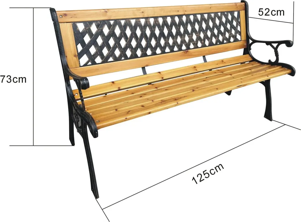 Banc de Jardin 125cm en Bois Naturel Mirt Brun - Structure Ergonomique - 12