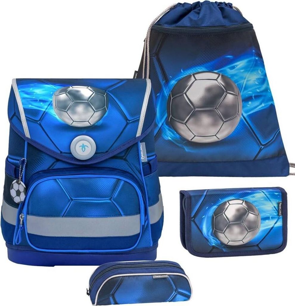 Belmil Compact ergonomisches Schulranzen-Set 4-teilig "Football 4" mit Brustgurt, Magnetverschluss