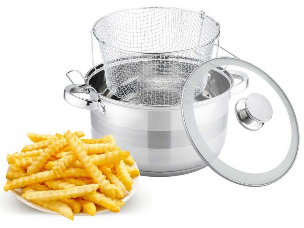 Frittiertopf 6,5L Friteuse Frites Frittierpfanne Fritöse EDELSTAHL Pommestopf Fritteuse Pommes