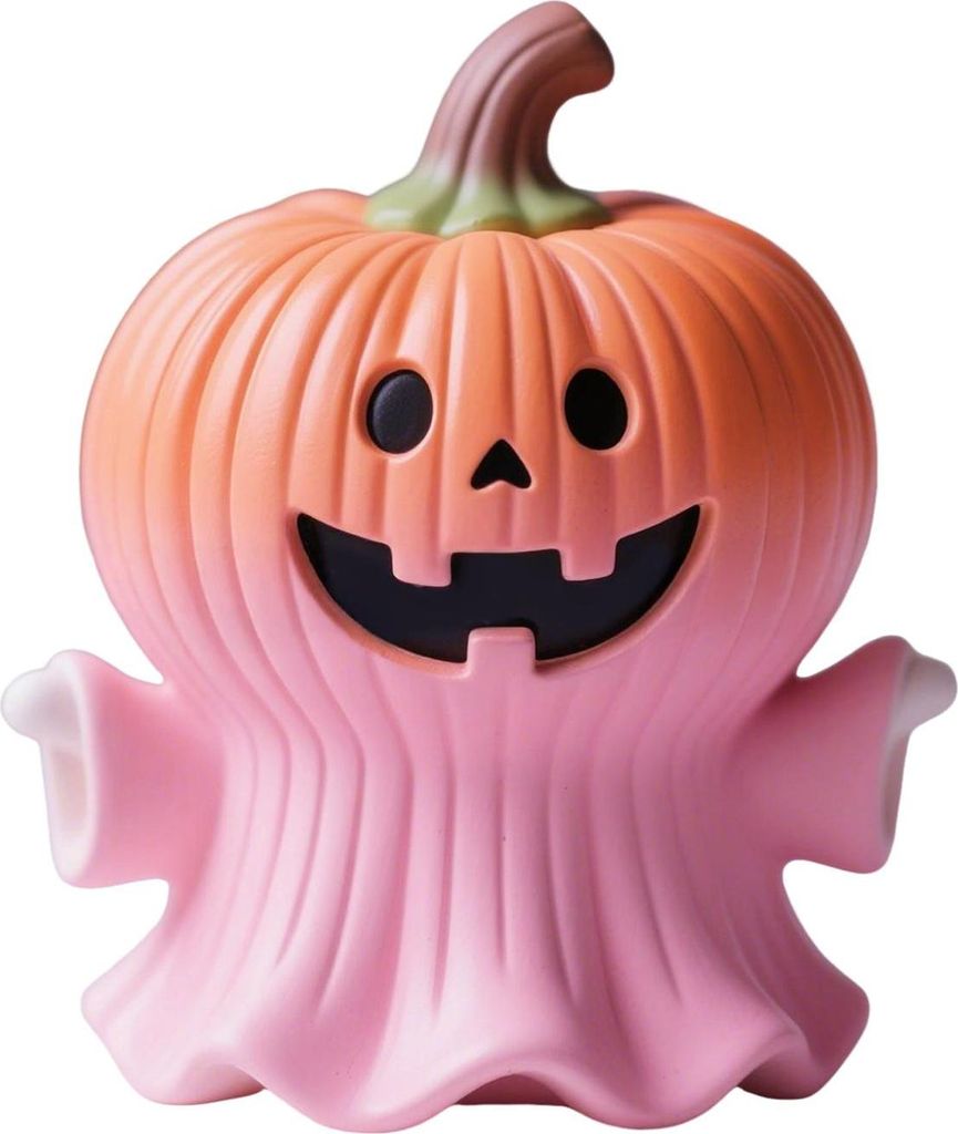 Halloween Statue Kürbis Ghost Form Figurine Rosa Harz Statue Handheld Halloween Tisch Dekoration
