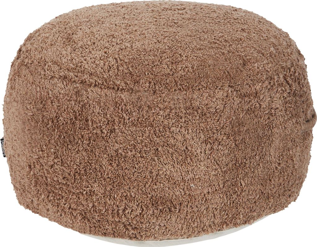 BELIANI Pouf Braun aus Baumwolle 50 x 35 cm Rund mit Griff Flauschig Weich Sitzhocker Bodenkissen für Wohnzimmer Schlafzimmer Kinderzimmer