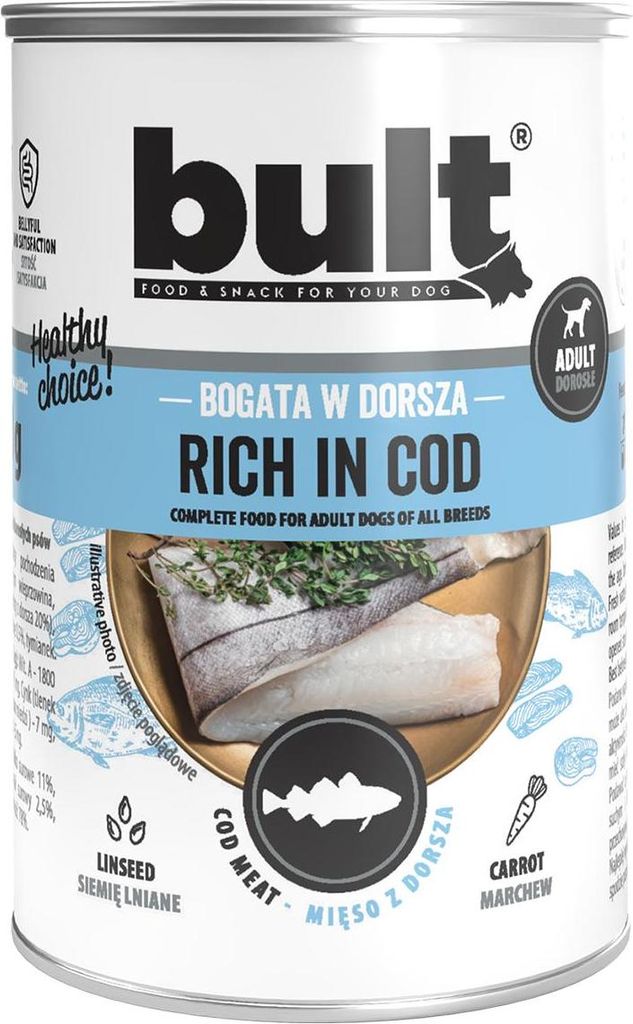 BULT Nassfutter für Hunde, Dose, reich an Kabeljau, 400 g