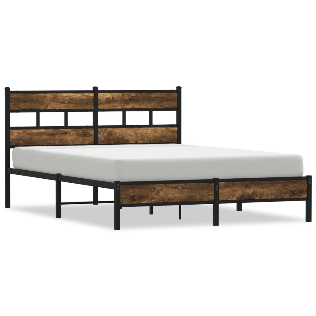vidaXL Bettgestell ohne Matratze mit Kopfteil Räuchereiche 150x200 cm