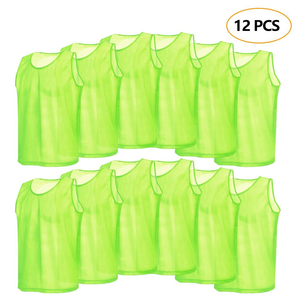 12er-Pack Mesh-Trainingswesten Atmungsaktiv, Schnelltrocknend, für Fußball & Mannschaftssport, fluoreszierendes Grün