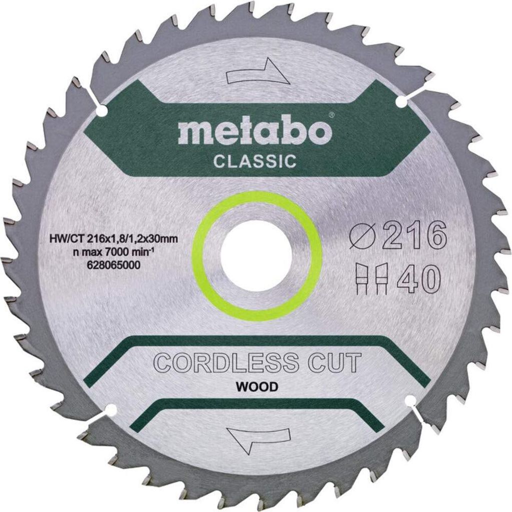 Metabo Sägeblatt cordless cut wood - classic, 216x30 Z28 WZ 5° /B