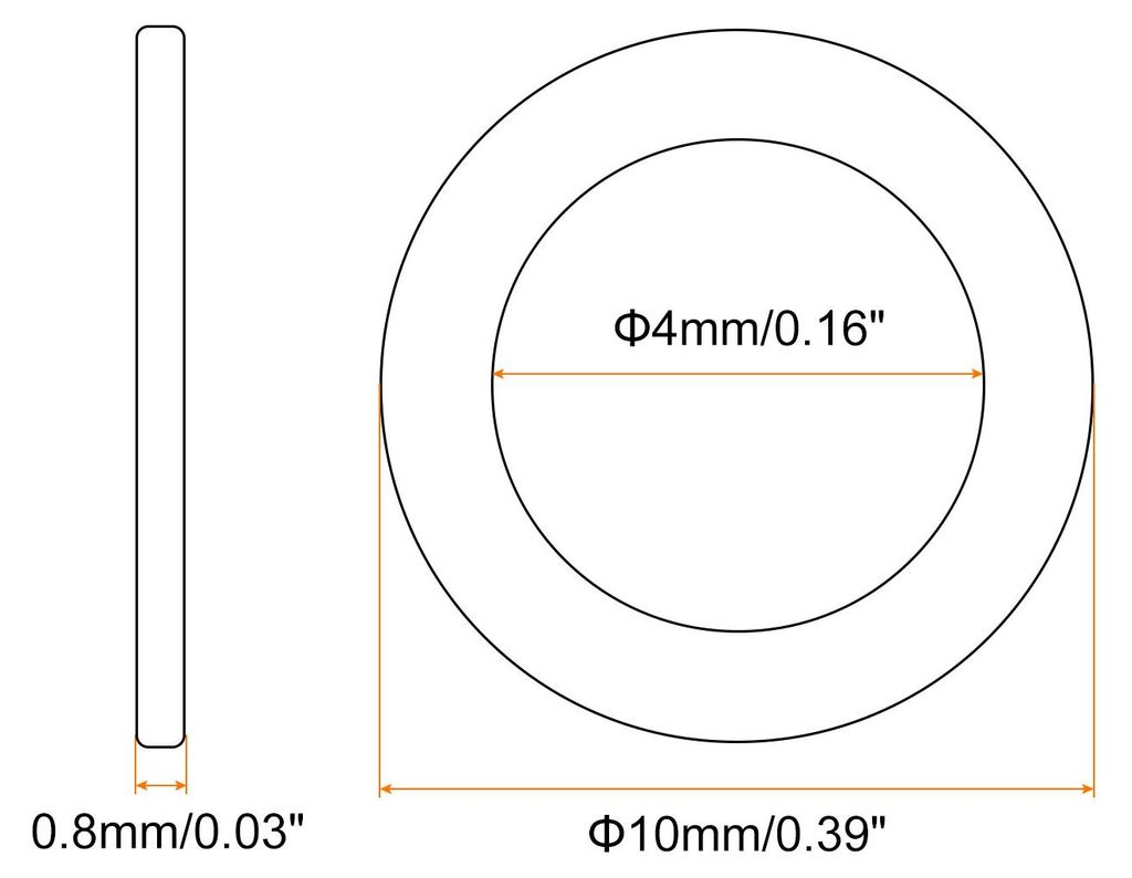 200 Stš¹ck Unterlegscheiben M4 x 10mm x 0,8mm Dichtringe Flach Dichtungsringe Spaltscheiben Sicherungsscheiben Beilagscheiben Messing Muttern fš...