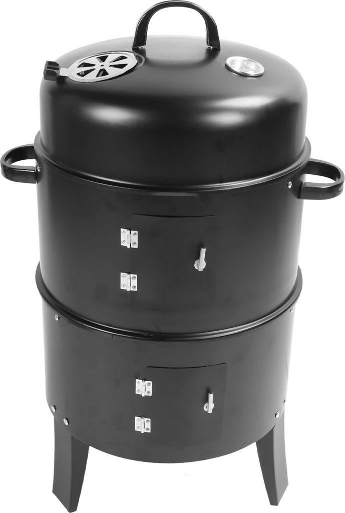 Vertikaler Holzkohle-Räucherofen 3 in 1 3-Schicht Grill Barbecue Smoker BBQ Grill mit Thermometer zum Kochen