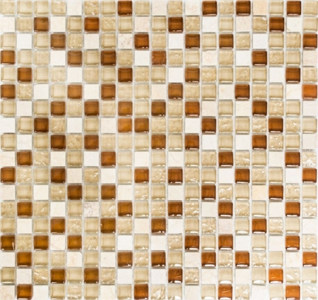 Mosani MOS92-1204_f, Mosaik, Glas, Stein, Beige, Drinnen, Rechteck, 305 mm