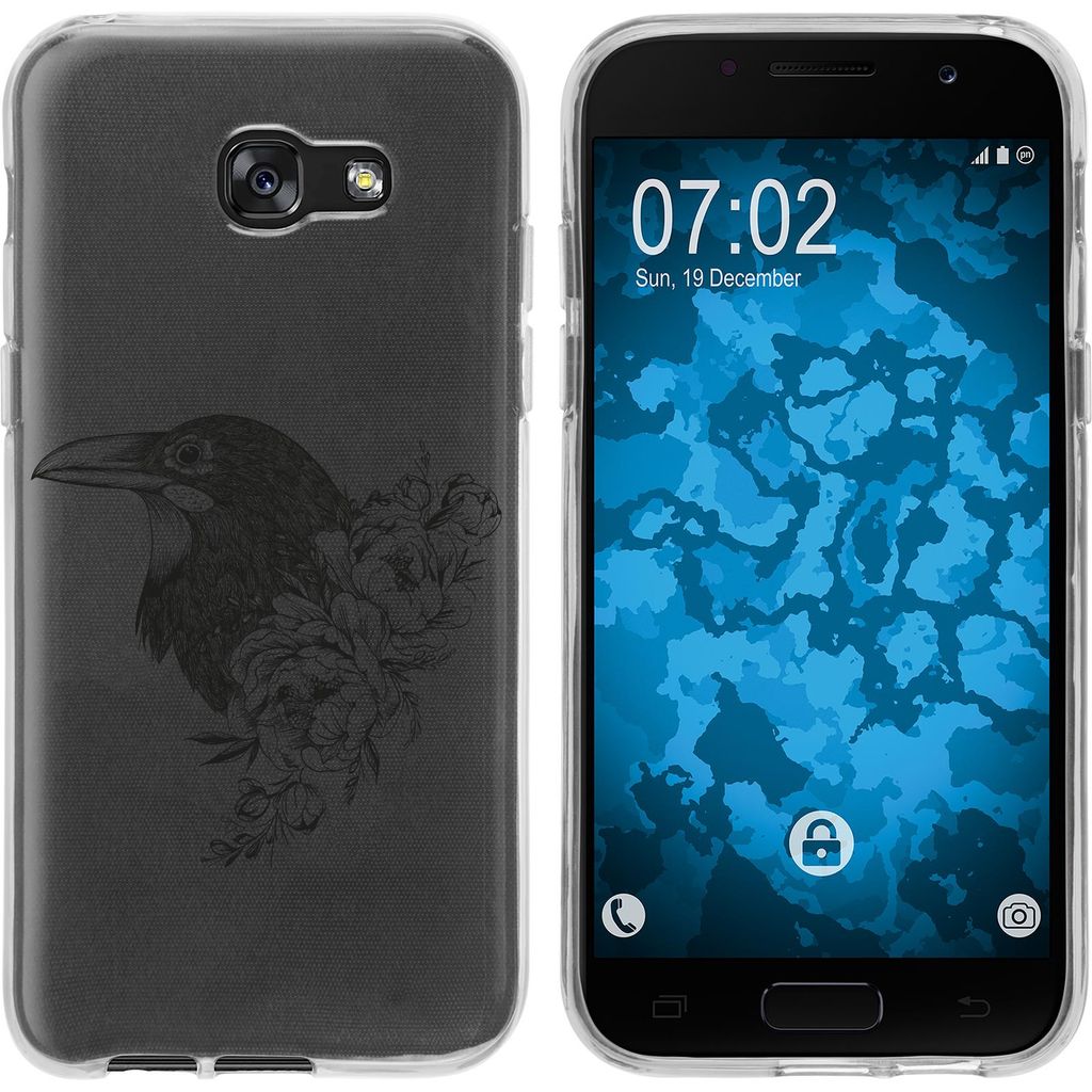 PhoneNatic Case kompatibel mit Samsung Galaxy A7 (2017) Silikon-Hülle Floral Rabe M4-1