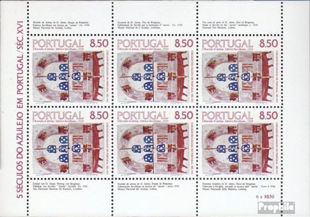 Briefmarken Portugal 1981 Mi 1539 Kleinbogen (kompl.Ausg.) postfrisch Azulejos in Portugal