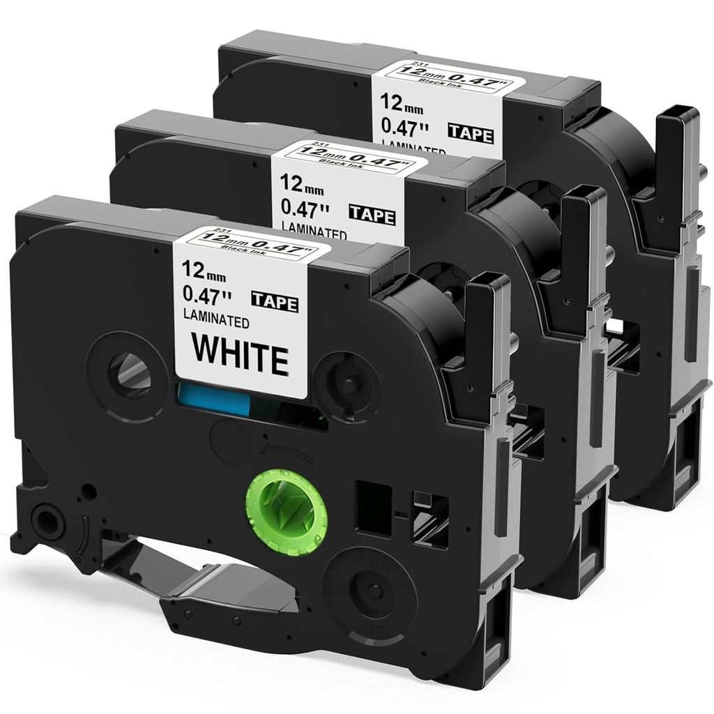 Phomemo 3x TZe-231 12mm Kompatibel mit Brother P-touch Beschriftungsgerät Ptouch H100LB H105 1010 H107 1000 1005 1280,Weiß