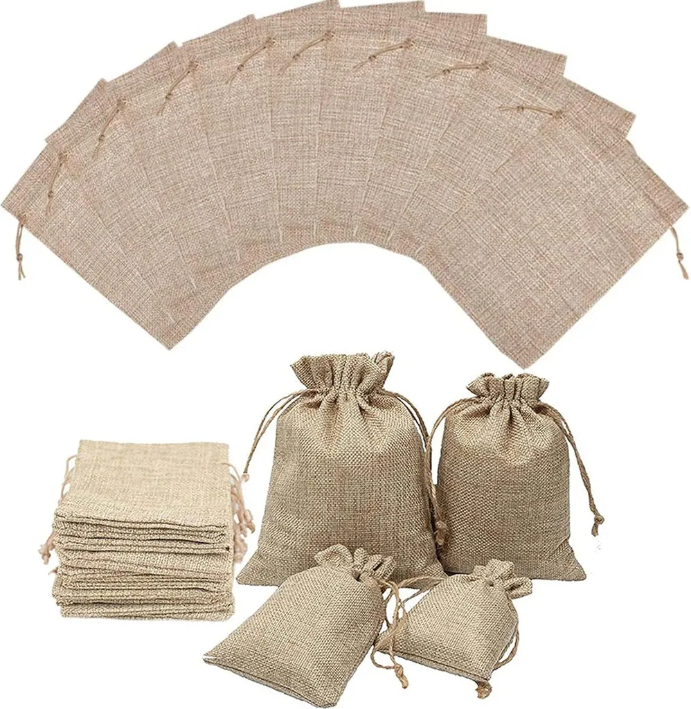 Sac de rangement en jute 20x30 cm pour organiser cosmétiques et cadeaux