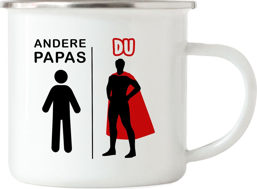 Andere Papas Du Emaille Tasse Vatertagsgeschenk Superheld Bester Papa Geschenkidee
