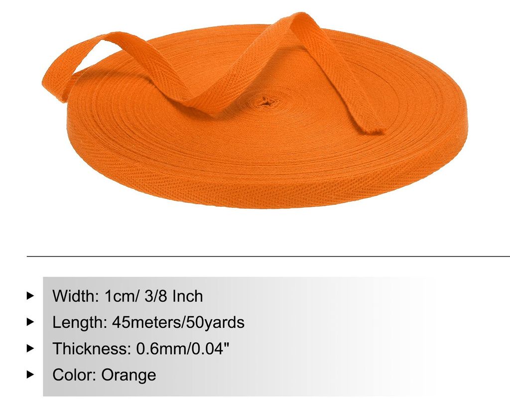 Baumwollband Baumwolle Gurtband 10mm x 45m, Schr?gband Baumwoll Nahtband K?perband Saumband Einfassband Stoffband Webband zum N?hen fš¹r DIY Bast...
