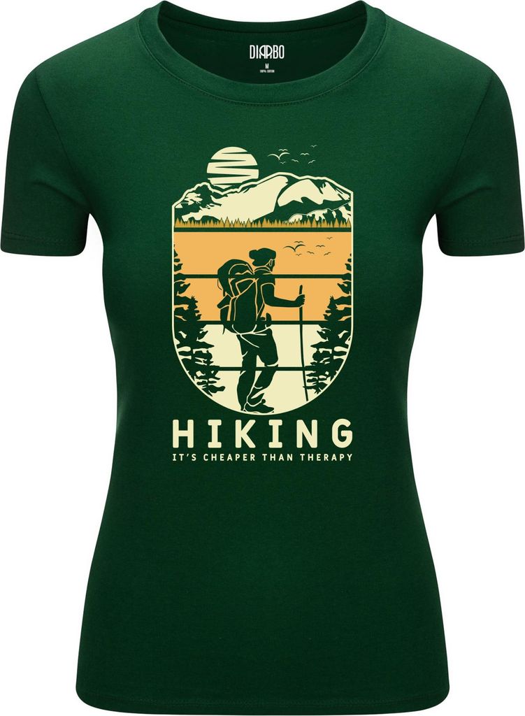 Diarbo Damen T-Shirt mit Naturliebhaber Druck Wandertherapie Dunkelgrün Gr.M
