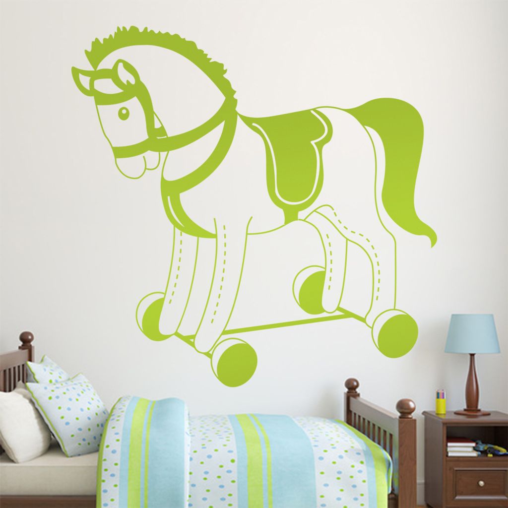 KIWISTAR Plüschpferd Spielpferd Wandtattoo in 6 Größen - Wandaufkleber Wall Sticker - Dekoration, Küche, Wohnzimmer, Schlafzimmer, Badezimmer