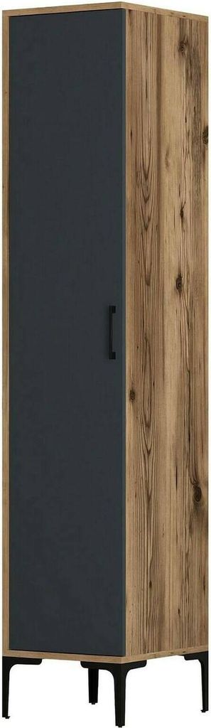 1-Tür MehrzweckschrankDnuytinc, Multifunktionale Möbel, Schuhschrank, Besenschrank, 40x201h48 cm, Walnuss und Anthrazit