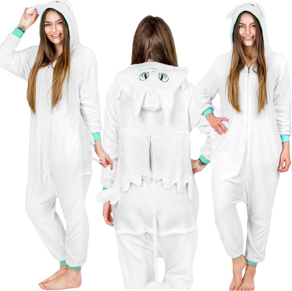 Bílé pyžamo Furia, kigurumi onesie s křídly, jednodílné Obrázek produktu 