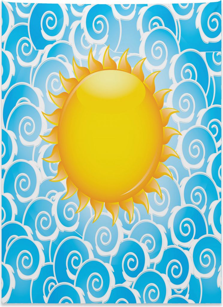 Abakuhaus Sommer Wandteppich, Ferien Freude Ocean Sea aus Weiches Mikrofaser Stoff Kein Verblassen Klare Farben Waschbar, 110 x 150 cm, Braun Gelb