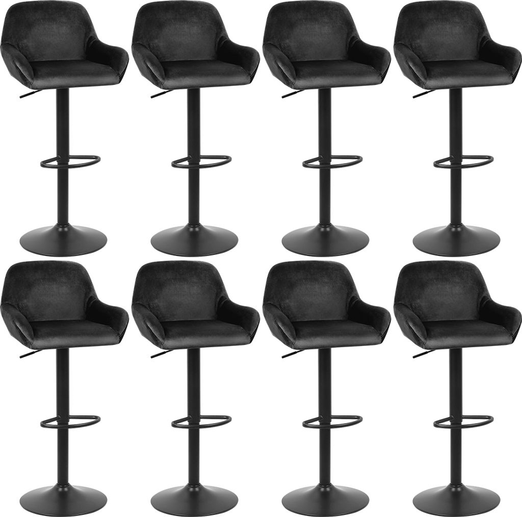 8er Set Barhocker|-höhenverstellbar Hocker Barstuhl|Flanellhocker Schwarz
