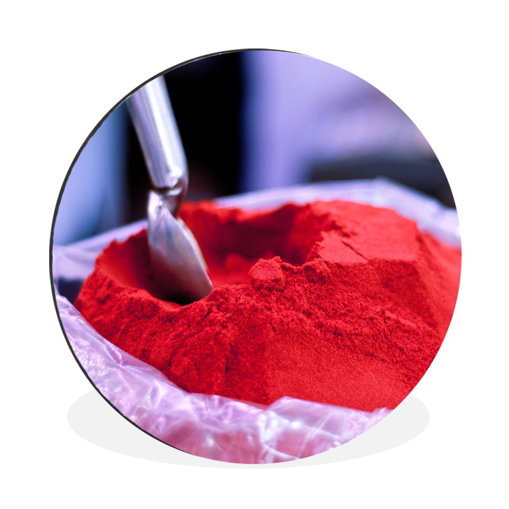 MuchoWow Aluminium Wandkreis Cayennepfeffer in Pulverform im Handel Ø 90 cm Wanddeko Modern Wohnzimmer - Mauerkreis - Wandbilder - Runde Bild - ...