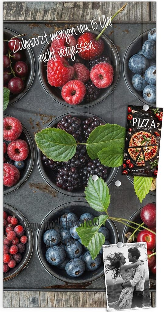 Magnettafel 50x100cm Pinnwand Whiteboard beschreibbar - Bunte Beeren