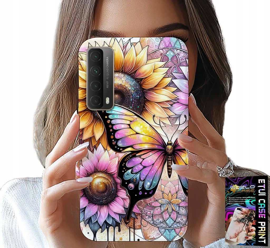 Regalo Huawei P Smart 2021: Custodia Girasole e Farfalla + Vetro