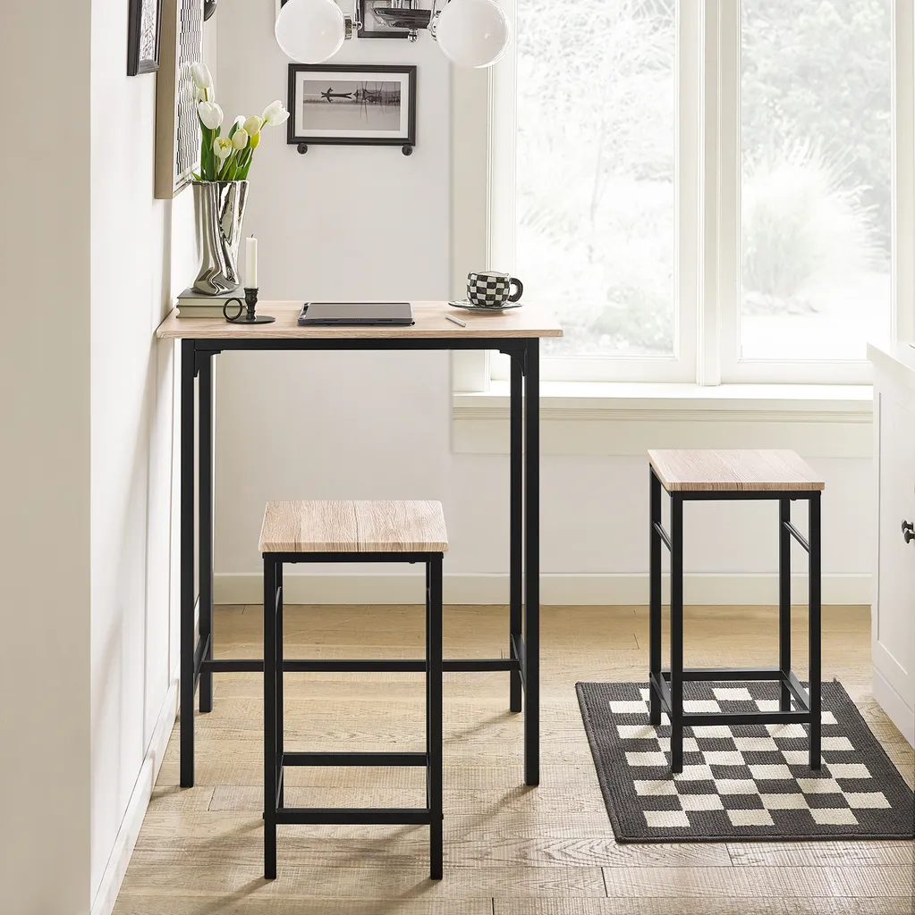 Ensemble table à manger compacte et 2 tabourets de bar design