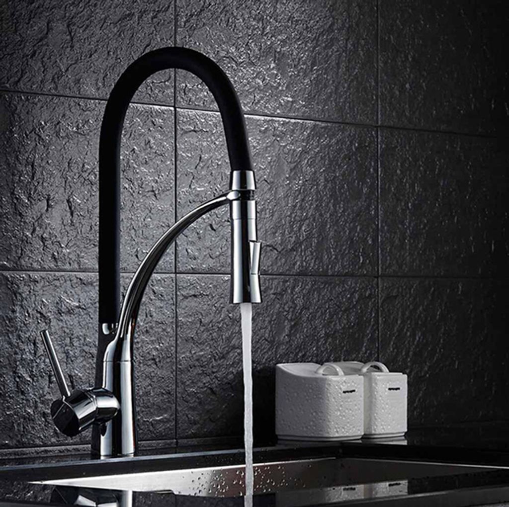 Schwarze Einhebelmischer Granit Küchenarmatur Spültischarmatur Spülen Wasserhahn 