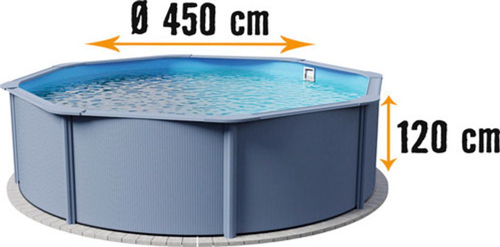 Stahlwandpool rund Ø 450 x 120 cm grau Produktbild 