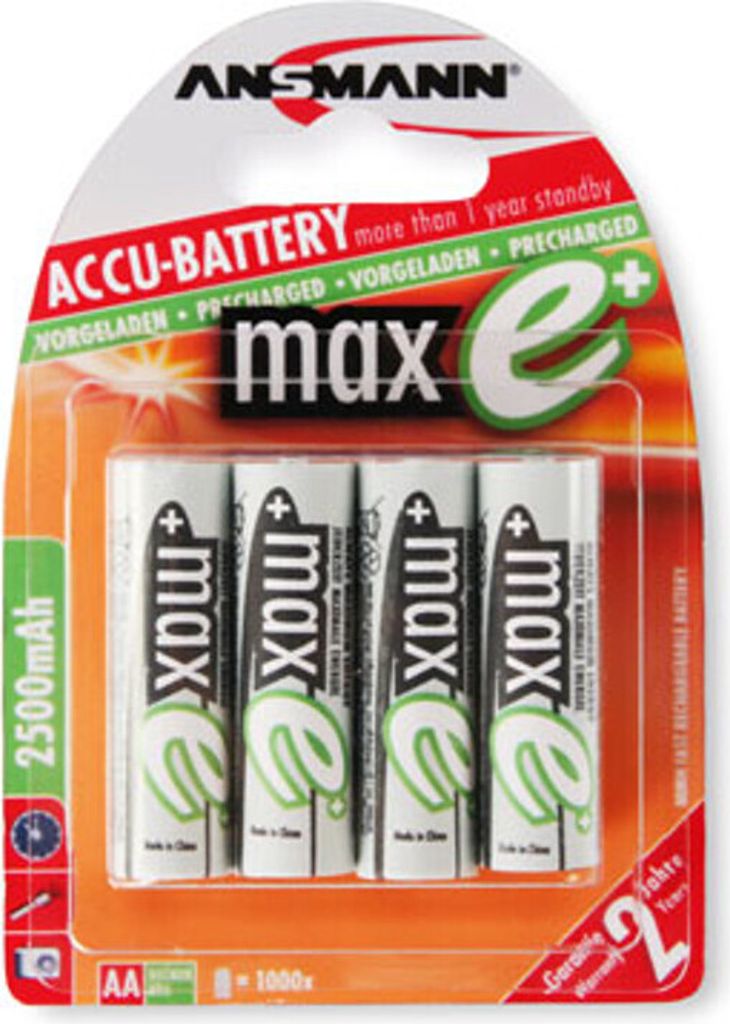 1x4 dobíjecí baterie Ansmann maxE NiMH 2500 Mignon AA 2400 Obrázek produktu 