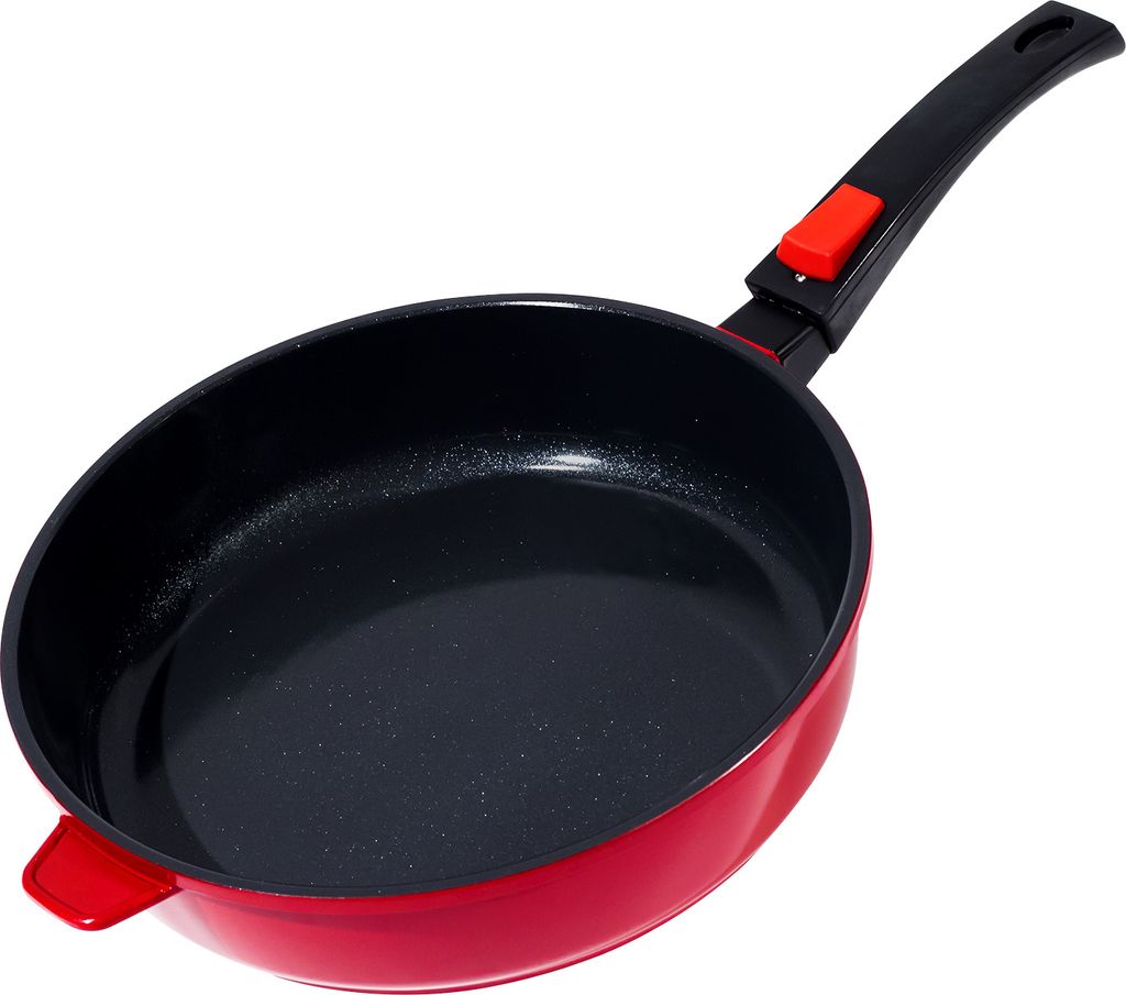 ø24cm KING Bratpfanne BRILLANT aus Aluguss / Farbe: rot / mit abnehmbarem Griff