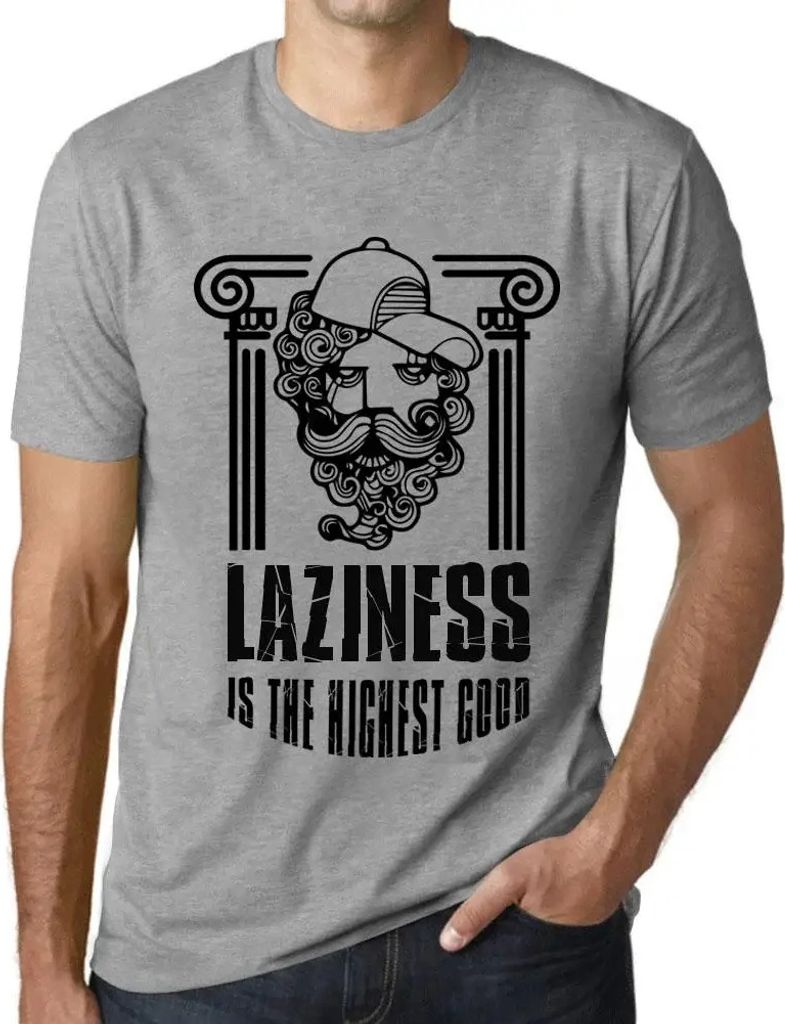 Herren Grafik T-Shirt Faulheit ist das höchste Gut – Laziness Is The Highest Good – Öko-Verantwortlich Vintage Jahrgang Kurzarm Lustige Druck