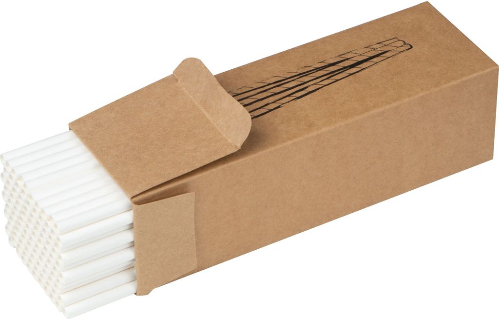 100 Trinkhalme / Strohhalme aus Pappe / Farbe: weiß
