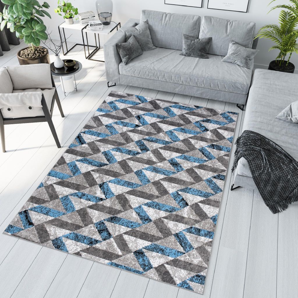 Tapiso Teppich MAYA Modern Grau Blau Schlafzimmer 160 x 230 cm