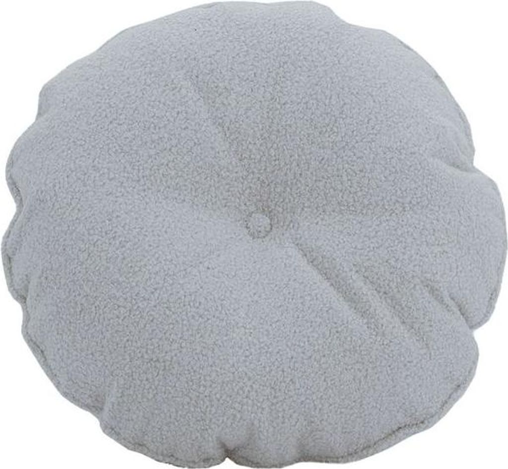 Rundes Kissen mit Knopf Boucle-Teddy slate